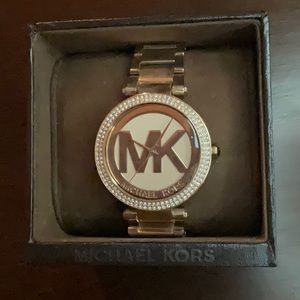 Rose Gold Michael Kors Women’s Watch with Bling Outer Watch Face Rim